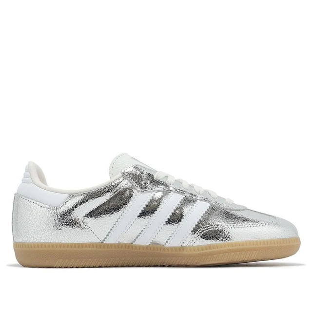 Adidas Samba OG Silver Metallic Cracked Leather (Women's)-2