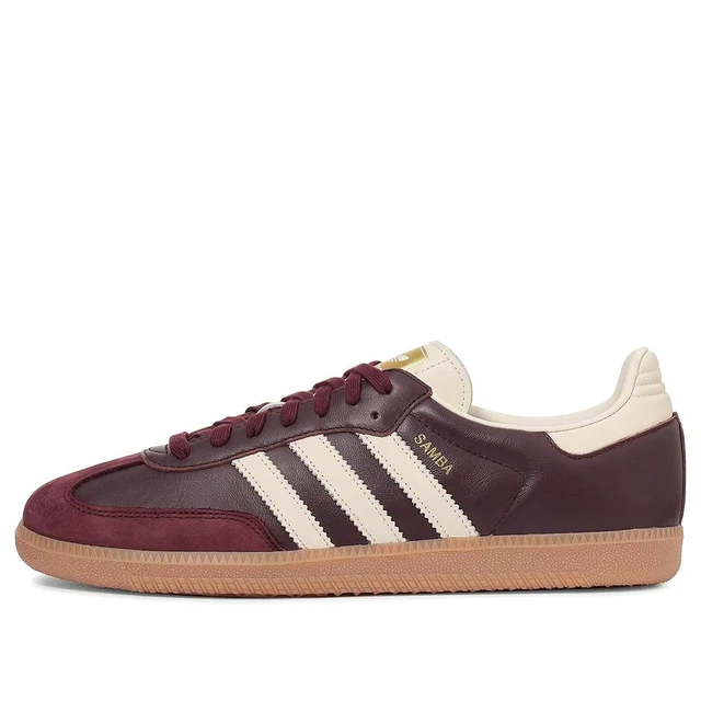 Adidas Samba OG Maroon Gold Metallic (Women's)-1