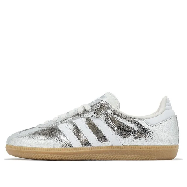 Adidas Samba OG Silver Metallic Cracked Leather (Women's)-1