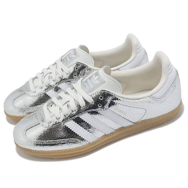 Adidas Samba OG Silver Metallic Cracked Leather (Women's)-3
